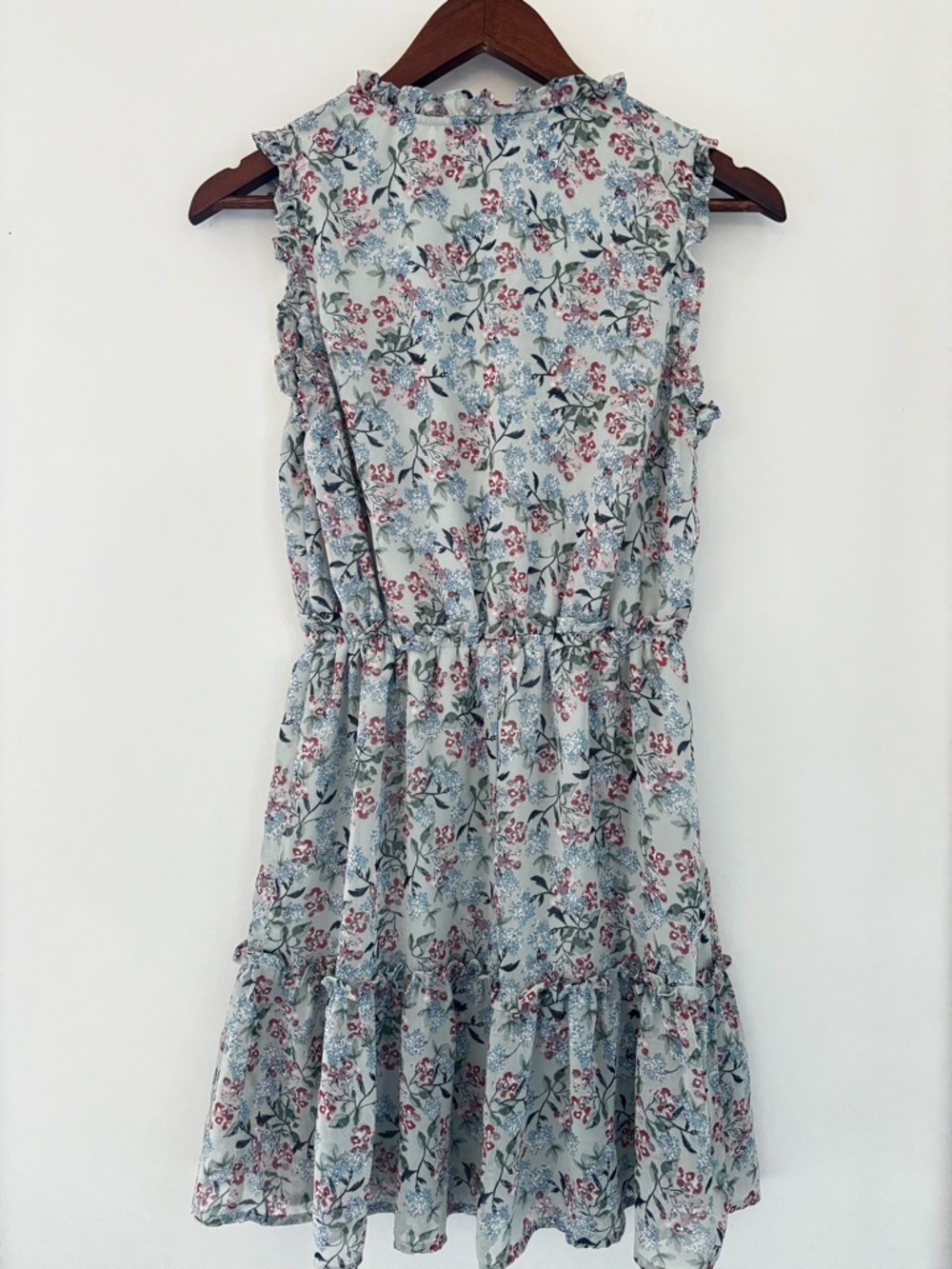 Floral Ruffle Mini Dress Cottagecore Romantic Boho Chic - Picture 10 of 10